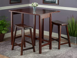 Winsome Wood Lynnwood 3-Piece High Drop Leaf Table with 24" Saddle Seat Stool 94384-WINSOMEWOOD