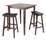 3Piece Kingsgate High/Pub Dining Table with Cushioned Saddle Stool