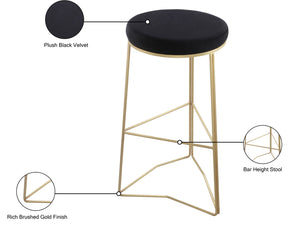 Tres Velvet / Engineered Wood / Steel / Foam Contemporary Black Velvet Bar Stool - 18" W x 18" D x 30.5" H