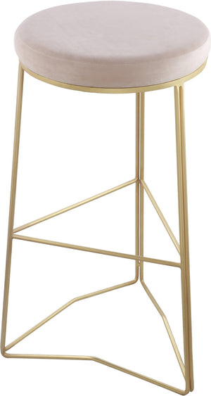 Tres Velvet / Engineered Wood / Steel / Foam Contemporary Cream Velvet Bar Stool - 18" W x 18" D x 30.5" H