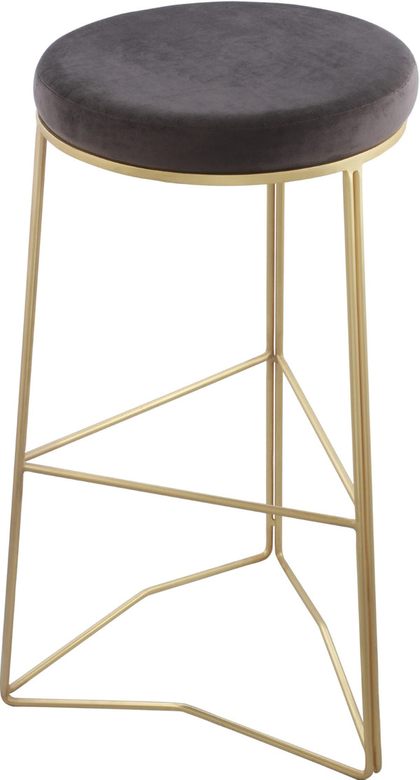 Tres Velvet / Engineered Wood / Steel / Foam Contemporary Grey Velvet Bar Stool - 18" W x 18" D x 30.5" H