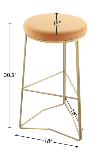 Tres Velvet / Mango Wood / Steel / Foam Contemporary Mango Velvet Bar Stool - 18" W x 18" D x 30.5" H