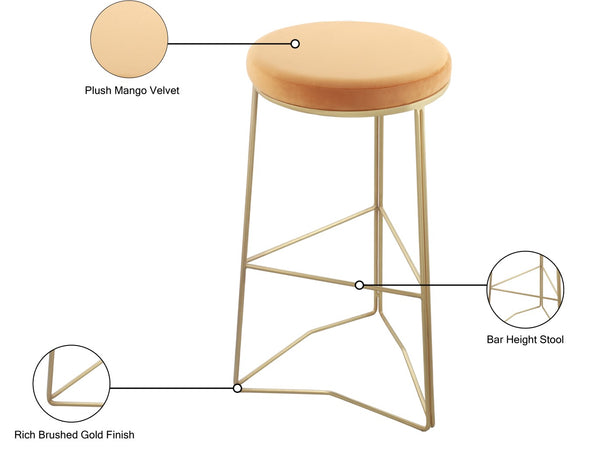 Tres Velvet / Mango Wood / Steel / Foam Contemporary Mango Velvet Bar Stool - 18" W x 18" D x 30.5" H
