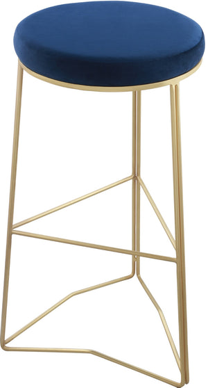 Tres Velvet / Engineered Wood / Steel / Foam Contemporary Navy Velvet Bar Stool - 18" W x 18" D x 30.5" H