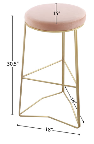 Tres Velvet / Engineered Wood / Steel / Foam Contemporary Pink Velvet Bar Stool - 18" W x 18" D x 30.5" H
