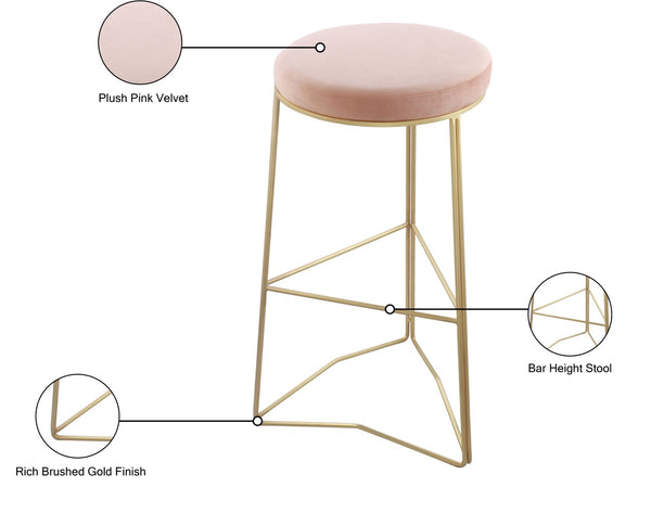 Tres Velvet / Engineered Wood / Steel / Foam Contemporary Pink Velvet Bar Stool - 18" W x 18" D x 30.5" H