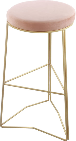 Tres Velvet / Engineered Wood / Steel / Foam Contemporary Pink Velvet Bar Stool - 18" W x 18" D x 30.5" H