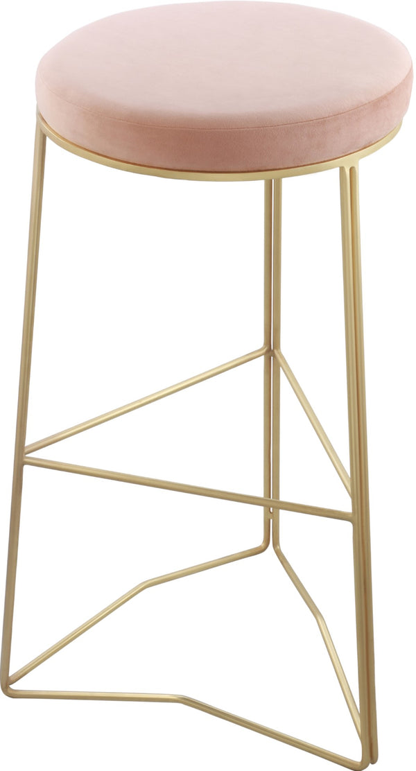 Tres Velvet / Engineered Wood / Steel / Foam Contemporary Pink Velvet Bar Stool - 18" W x 18" D x 30.5" H
