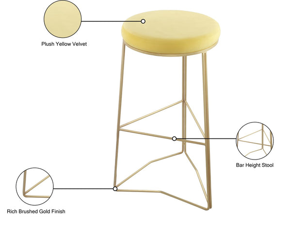 Tres Velvet / Engineered Wood / Steel / Foam Contemporary Yellow Velvet Bar Stool - 18" W x 18" D x 30.5" H