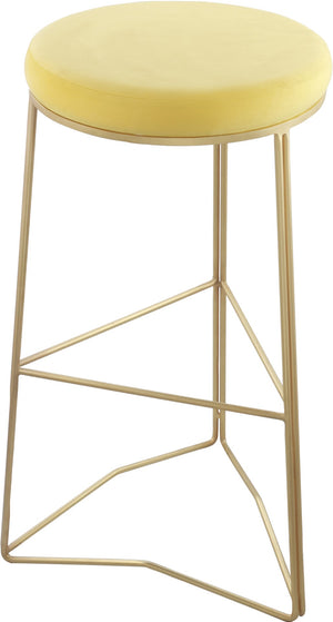 Tres Velvet / Engineered Wood / Steel / Foam Contemporary Yellow Velvet Bar Stool - 18" W x 18" D x 30.5" H