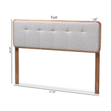 Baxton Studio Palina Mid-Century Modern Light Grey Fabric Upholstered Walnut Brown Finished Wood Queen Size Headboard