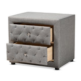 Baxton Studio Lepine Modern and Contemporary Gray Fabric Upholstered 2-Drawer Wood Nightstand