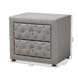 Baxton Studio Lepine Modern and Contemporary Gray Fabric Upholstered 2-Drawer Wood Nightstand