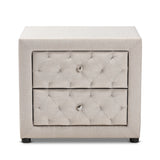 Baxton Studio Lepine Modern and Contemporary Light Beige Fabric Upholstered 2-Drawer Wood Nightstand