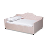 Perry Modern Contemporary Pink Velvet Fabric Upholstered Button Tufted Bed