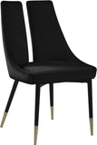 Sleek Velvet / Engineered Wood / Metal / Foam Contemporary Black Velvet Dining Chair - 22" W x 24.5" D x 35.5" H