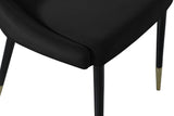 Sleek Velvet / Engineered Wood / Metal / Foam Contemporary Black Velvet Dining Chair - 22" W x 24.5" D x 35.5" H
