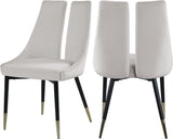 Sleek Velvet / Engineered Wood / Metal / Foam Contemporary Cream Velvet Dining Chair - 22" W x 24.5" D x 35.5" H