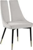 Sleek Velvet / Engineered Wood / Metal / Foam Contemporary Cream Velvet Dining Chair - 22" W x 24.5" D x 35.5" H