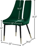 Sleek Velvet / Engineered Wood / Metal / Foam Contemporary Green Velvet Dining Chair - 22" W x 24.5" D x 35.5" H