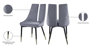 Sleek Velvet / Engineered Wood / Metal / Foam Contemporary Grey Velvet Dining Chair - 22" W x 24.5" D x 35.5" H