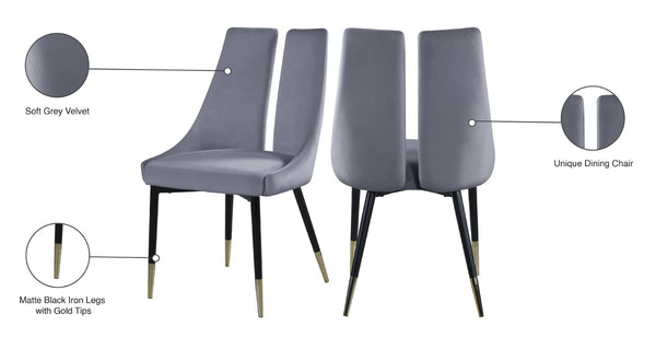 Sleek Velvet / Engineered Wood / Metal / Foam Contemporary Grey Velvet Dining Chair - 22" W x 24.5" D x 35.5" H
