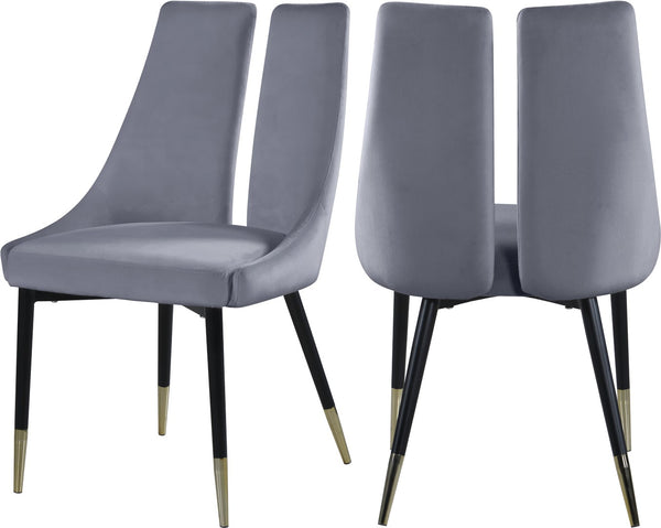 Sleek Velvet / Engineered Wood / Metal / Foam Contemporary Grey Velvet Dining Chair - 22" W x 24.5" D x 35.5" H