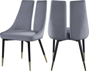 Sleek Velvet / Engineered Wood / Metal / Foam Contemporary Grey Velvet Dining Chair - 22" W x 24.5" D x 35.5" H