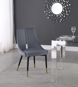 Sleek Velvet / Engineered Wood / Metal / Foam Contemporary Grey Velvet Dining Chair - 22" W x 24.5" D x 35.5" H