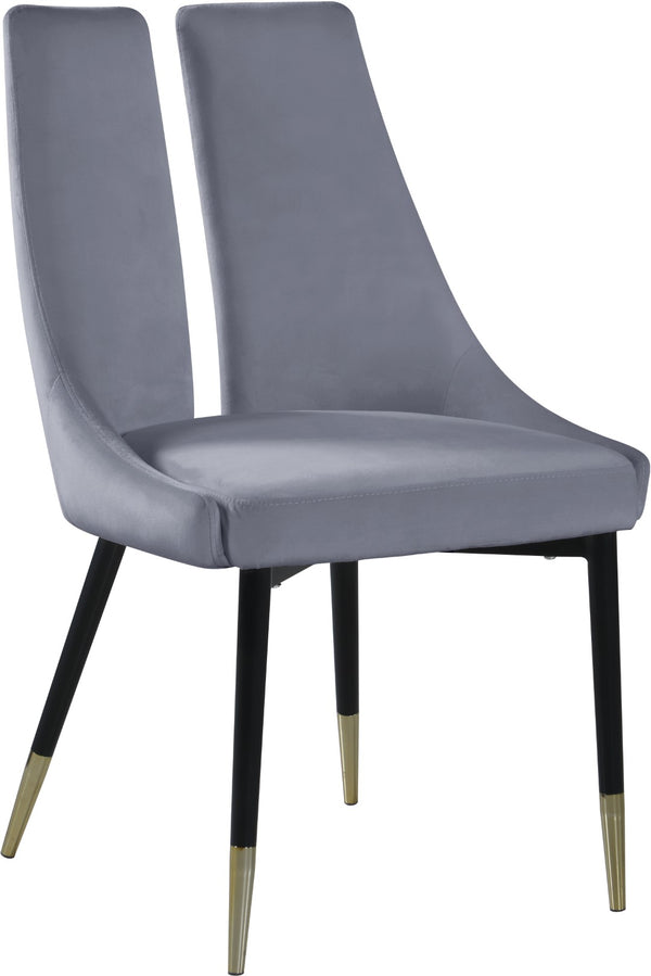 Sleek Velvet / Engineered Wood / Metal / Foam Contemporary Grey Velvet Dining Chair - 22" W x 24.5" D x 35.5" H