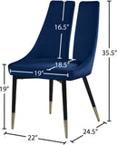 Sleek Velvet / Engineered Wood / Metal / Foam Contemporary Navy Velvet Dining Chair - 22" W x 24.5" D x 35.5" H