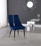 Sleek Velvet / Engineered Wood / Metal / Foam Contemporary Navy Velvet Dining Chair - 22" W x 24.5" D x 35.5" H