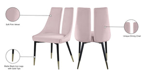 Sleek Velvet / Engineered Wood / Metal / Foam Contemporary Pink Velvet Dining Chair - 22" W x 24.5" D x 35.5" H