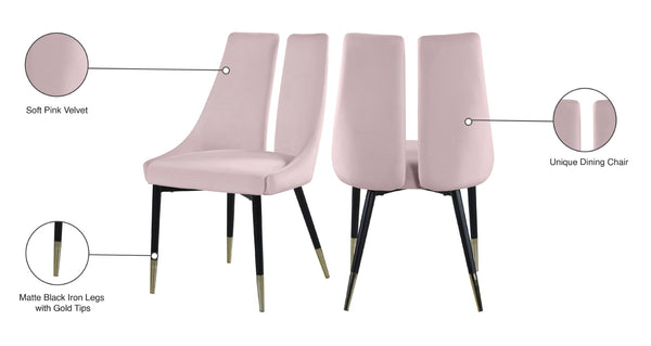 Sleek Velvet / Engineered Wood / Metal / Foam Contemporary Pink Velvet Dining Chair - 22" W x 24.5" D x 35.5" H