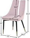Sleek Velvet / Engineered Wood / Metal / Foam Contemporary Pink Velvet Dining Chair - 22" W x 24.5" D x 35.5" H