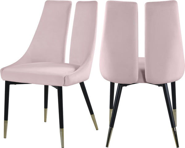 Sleek Velvet / Engineered Wood / Metal / Foam Contemporary Pink Velvet Dining Chair - 22" W x 24.5" D x 35.5" H