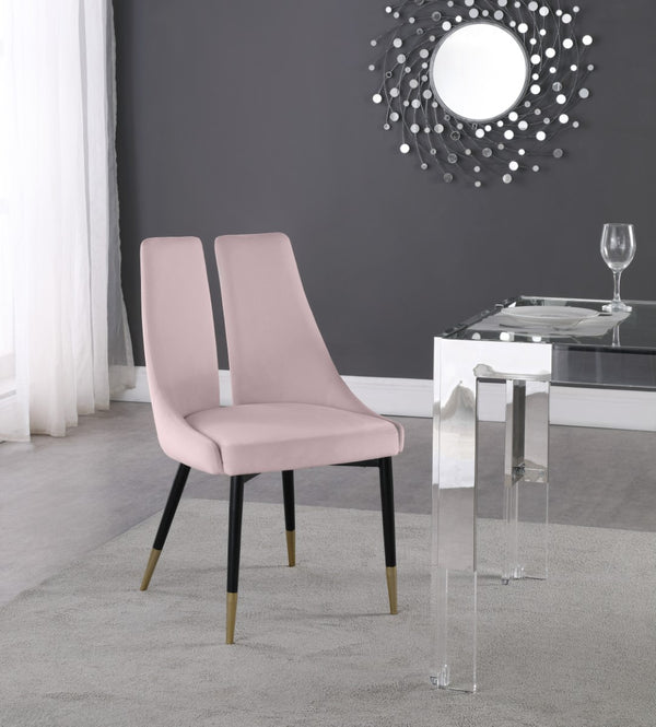 Sleek Velvet / Engineered Wood / Metal / Foam Contemporary Pink Velvet Dining Chair - 22" W x 24.5" D x 35.5" H