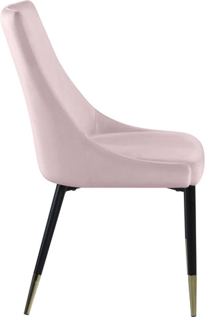 Sleek Velvet / Engineered Wood / Metal / Foam Contemporary Pink Velvet Dining Chair - 22" W x 24.5" D x 35.5" H