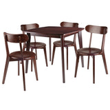 Pauline 5-Piece Set Table with Chairs, Walnut Finish