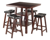 Orlando 3-Piece Set High Table, 2 Shelves w/ 4 Cushion Seat Stools