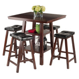 Winsome Wood Orlando 3-Piece Set High Table, 2 Shelves w/ 4 Cushion Seat Stools 94506-WINSOMEWOOD