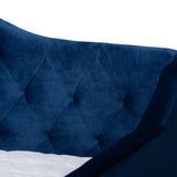 Baxton Studio Perry Modern and Contemporary Royal Blue Velvet Fabric Upholstered and Button Tufted Full Size Daybed with Trundle