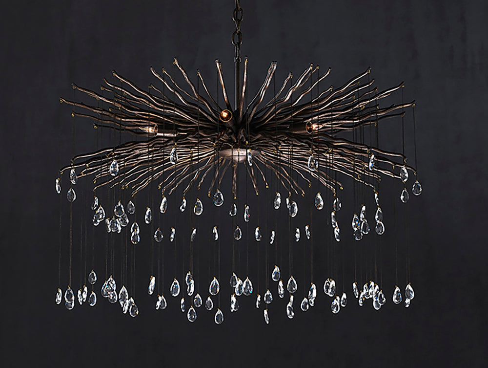 Fen Large Chandelier - Stunning Wrought Iron & Crystal Design with Cupertino Finish for Elegant Spaces