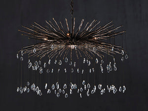 Fen Large Chandelier - Stunning Wrought Iron & Crystal Design with Cupertino Finish for Elegant Spaces