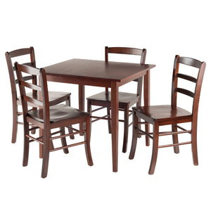Winsome Wood Groveland 5-Piece Dining Set, Square Table & 4 Ladder Back Chairs, Walnut 94532-WINSOMEWOOD
