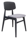 Zuo Modern Othello 100% Polyester, Rubberwood Scandinavian Commercial Grade Dining Chair Set - Set of 2 Gray, Black 100% Polyester, Rubberwood