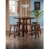 Winsome Wood Orlando 5-Piece Set, High Table with 2 Shelves & 4 Saddle Seat Counter Stools, Walnut 94548-WINSOMEWOOD