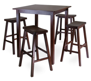 Winsome Wood Parkland 5Piece Square High/Pub Table Set with 4 Saddle Seat Stools 94549-WINSOMEWOOD