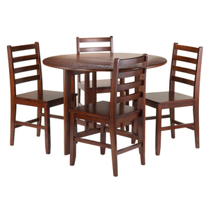 Winsome Wood Alamo 5-Piece Round Drop Leaf Table with 4 Hamilton Ladder Back 94565-WINSOMEWOOD