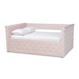 Amaya Modern and Contemporary Light Pink Velvet Fabric Upholstered Full Size Daybed
